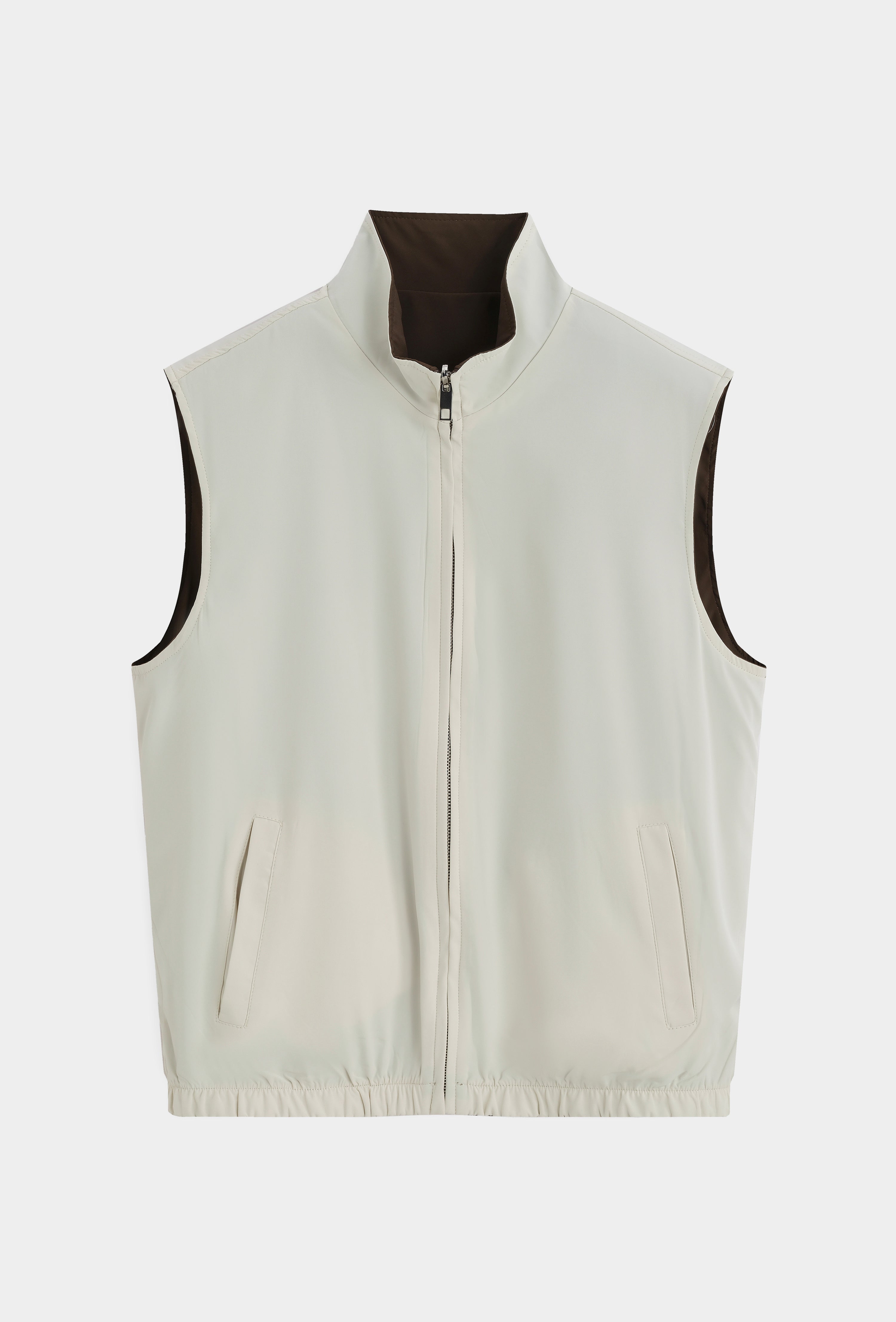 CA REVERSIBLE BODYWARMER - MOSS GREEN TAUPE/BEIGE
