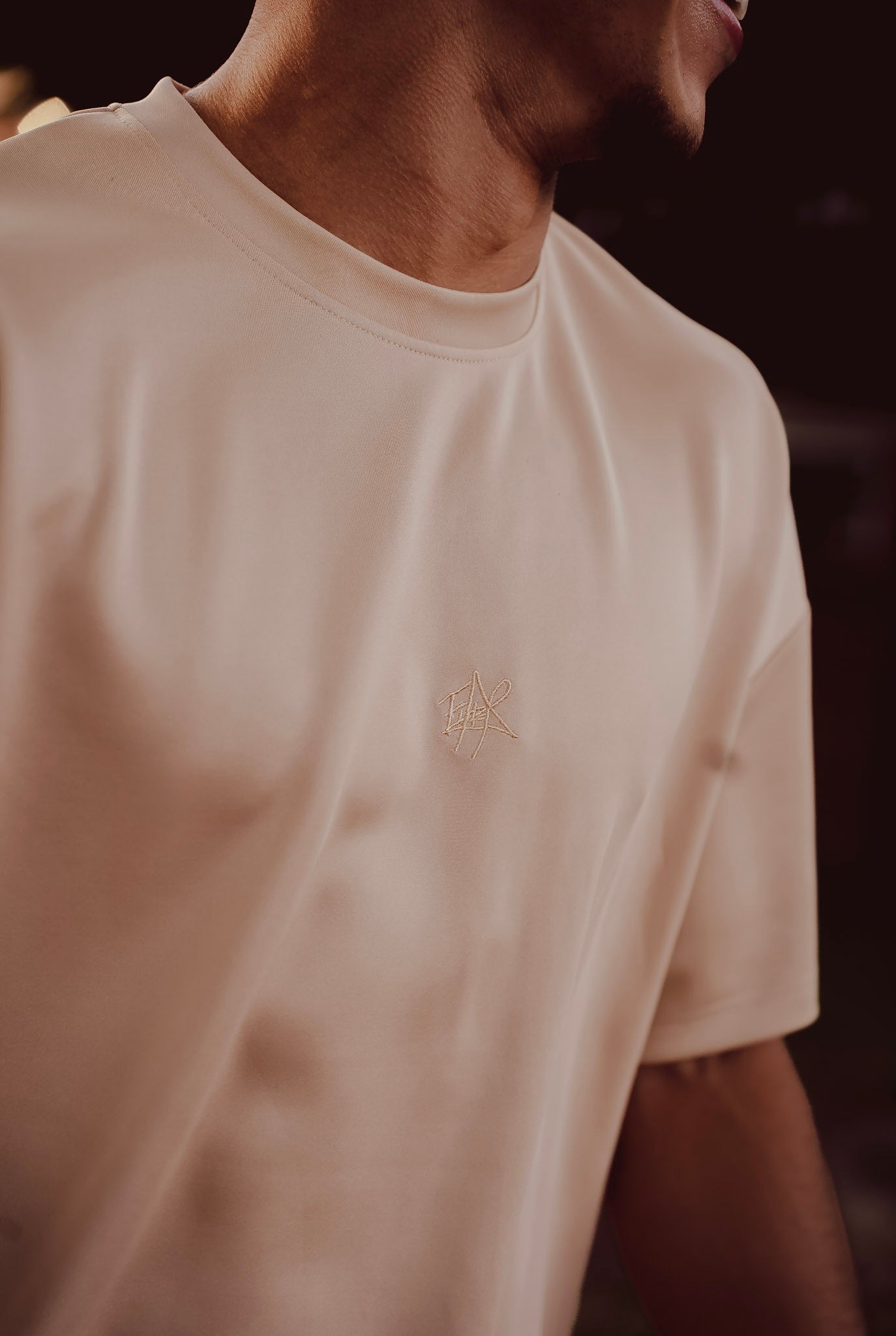 Fide Lifestyle: SHINY OVERSIZED T-SHIRT – TAUPE