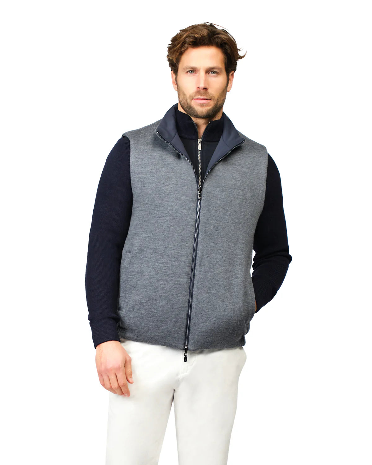 Navy/grey Reversible Knit Bodywarmer