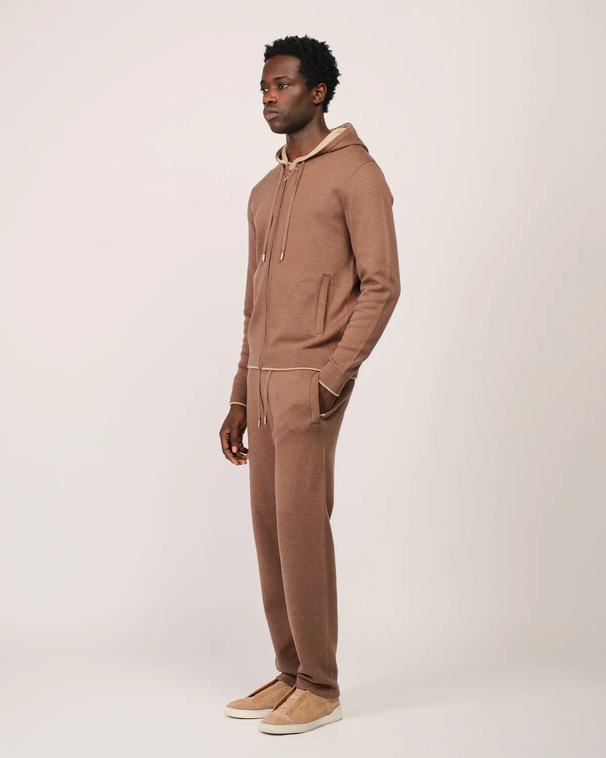 RELAXED KNITWEAR TRACKSUIT - TAUPE