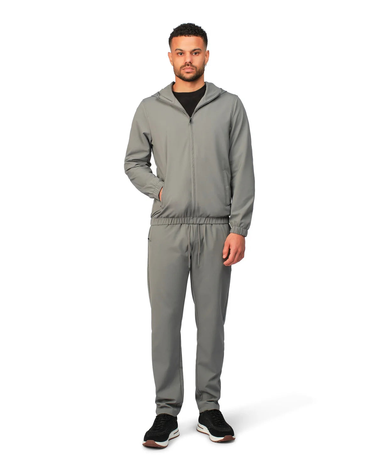 NYLON  HOODED BLOUSON - GREY