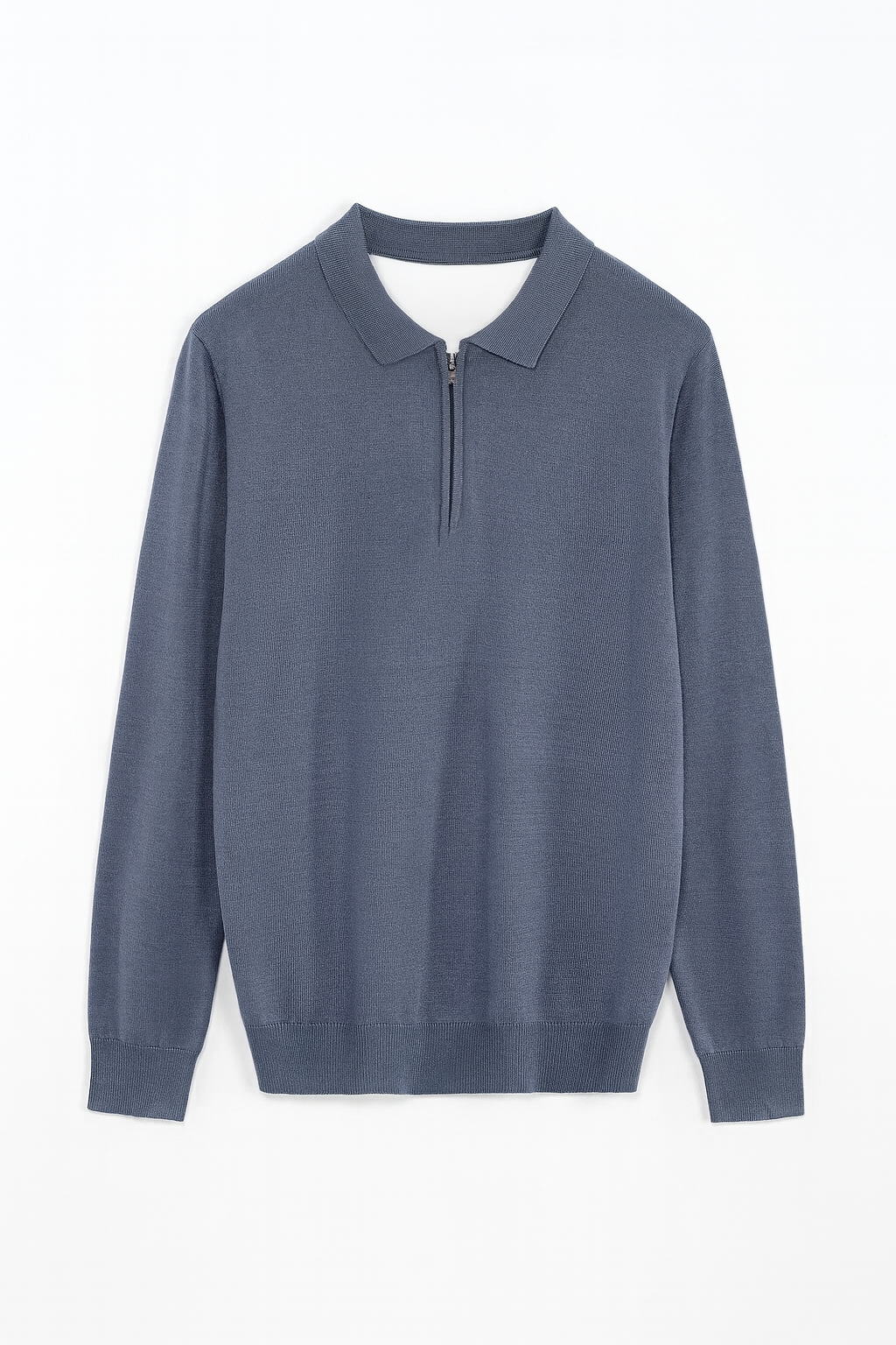 CA ZIP POLO LONGSLEEVE - BLUE