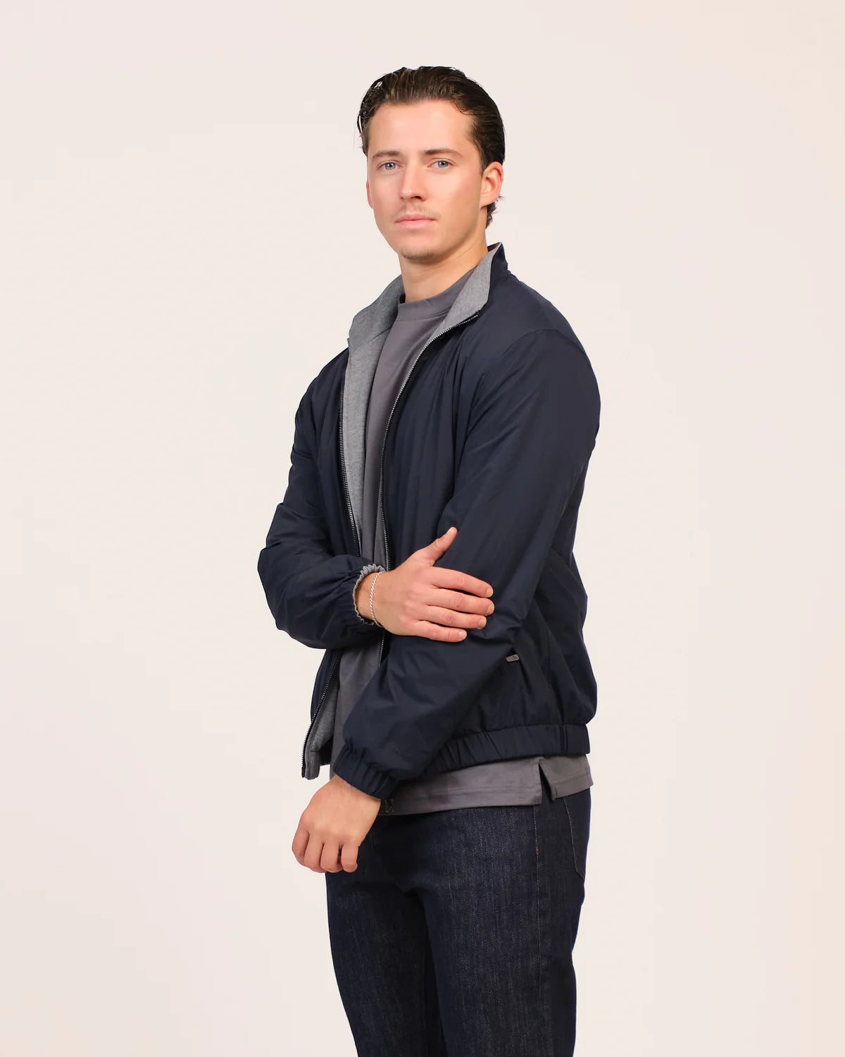 Reversible Merino Jacket Navy/Grey