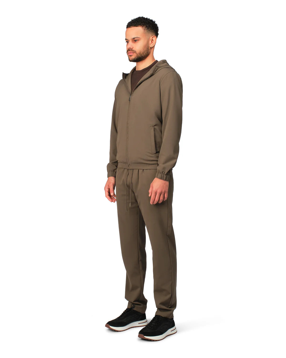NYLON  HOODED BLOUSON - BROWN