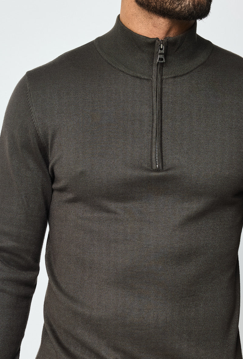 Knitwear zip quarter - dark green