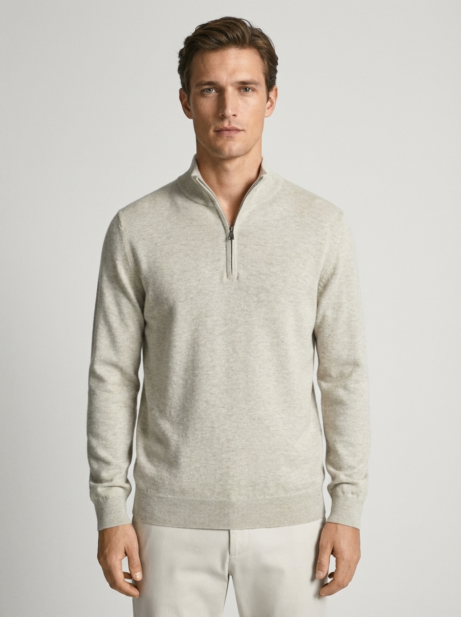 Knitwear quarter zip - creme