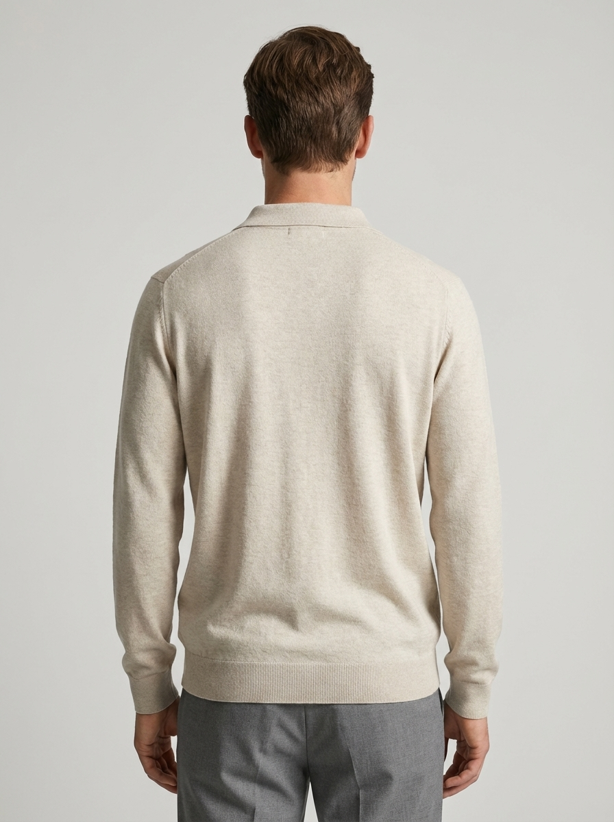 Knitwear quarter zip polo - CREME