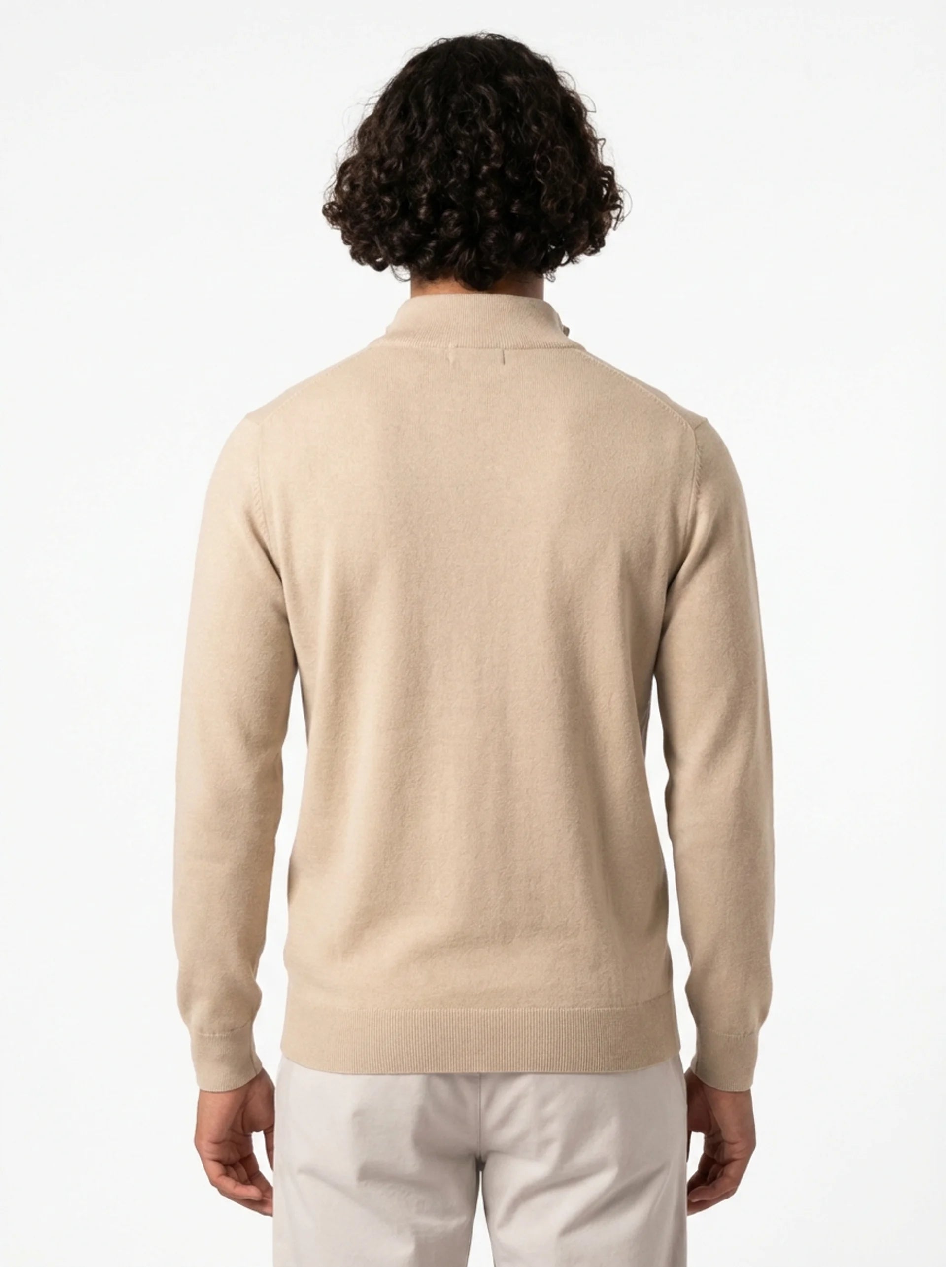 Club Amri Knitwear Quarter Zip - BEIGE