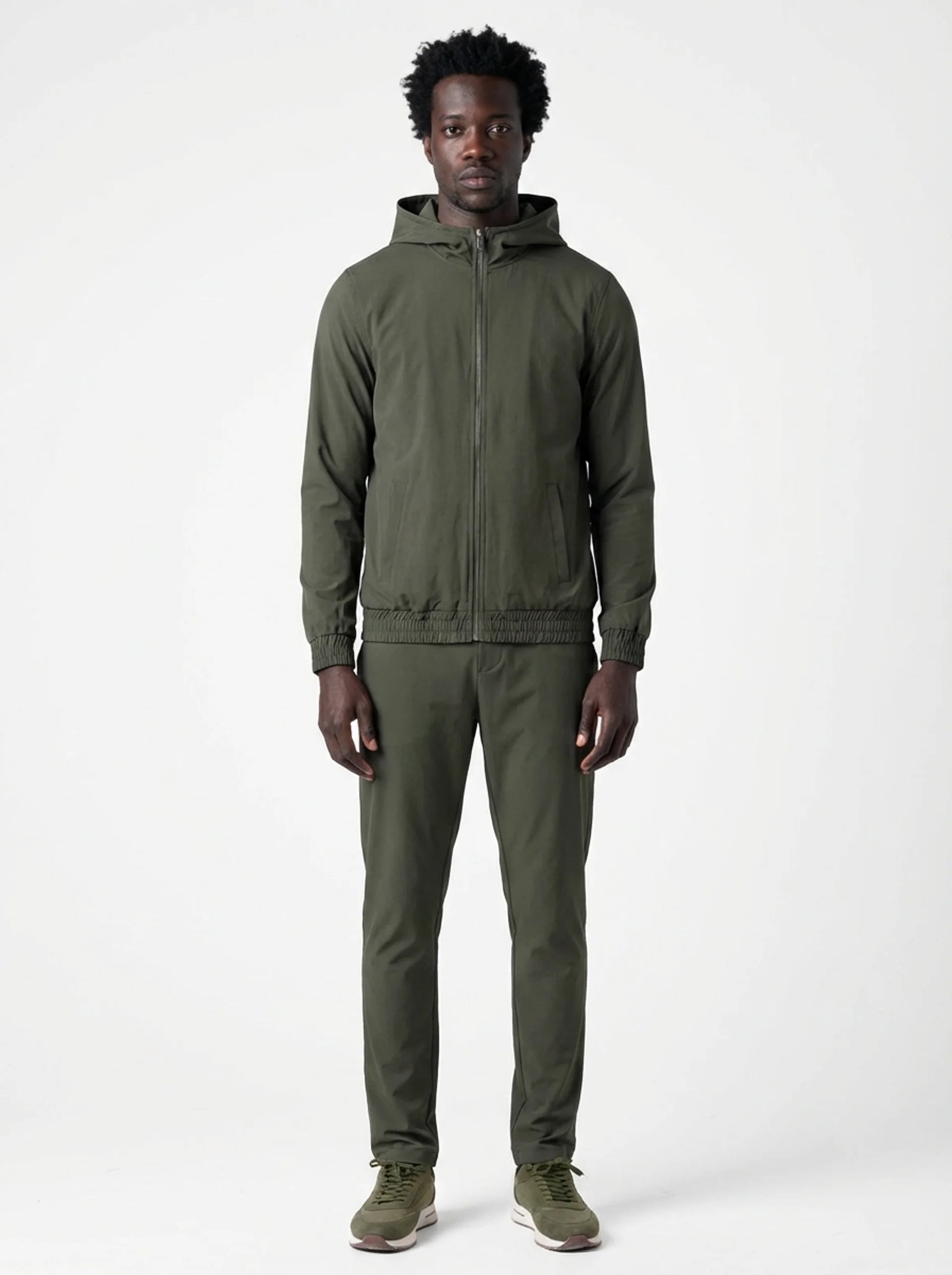 Club Amri nylon hooded techsuit - OLIVE GREEN