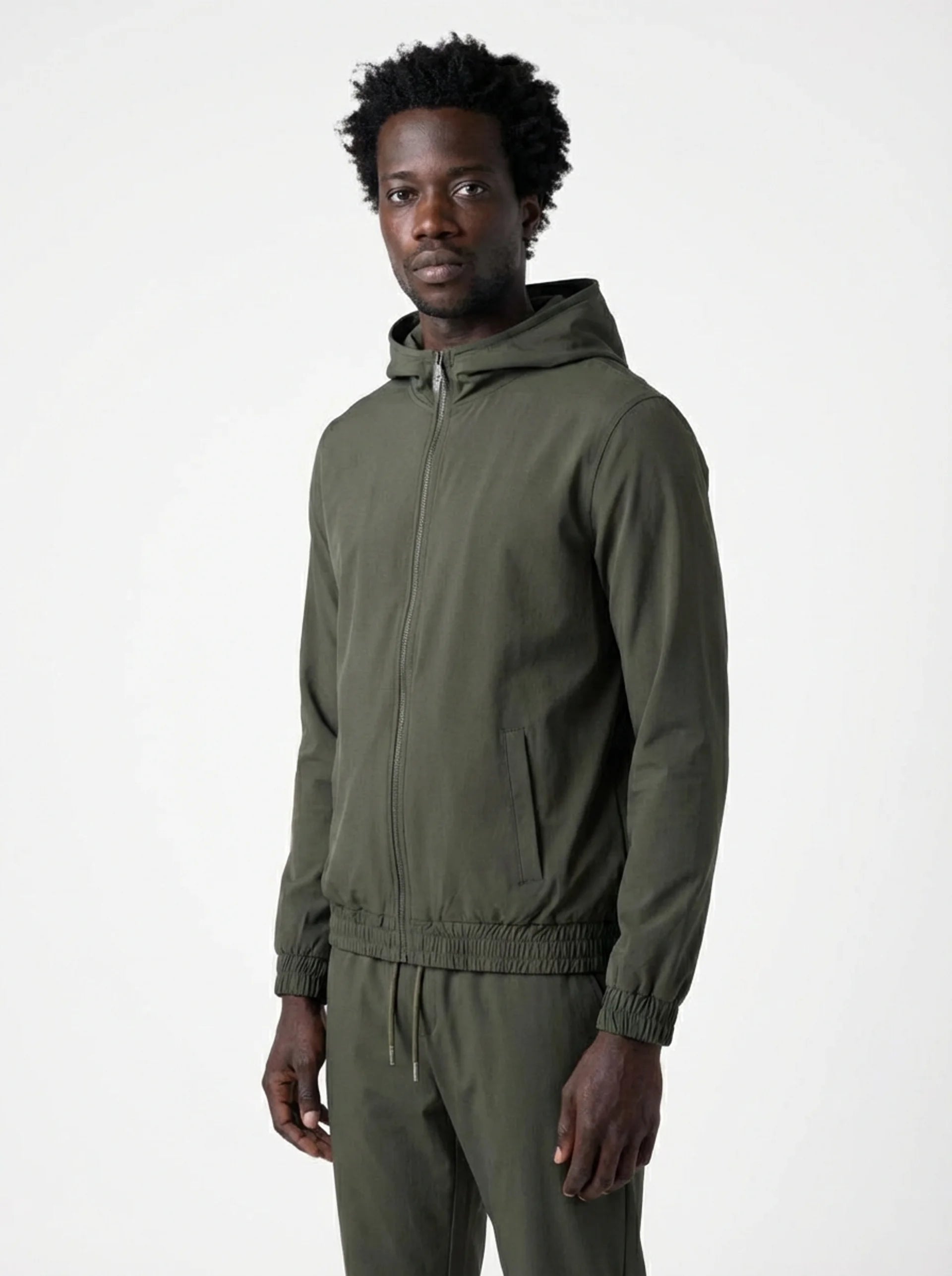 Club Amri nylon hooded techsuit - OLIVE GREEN