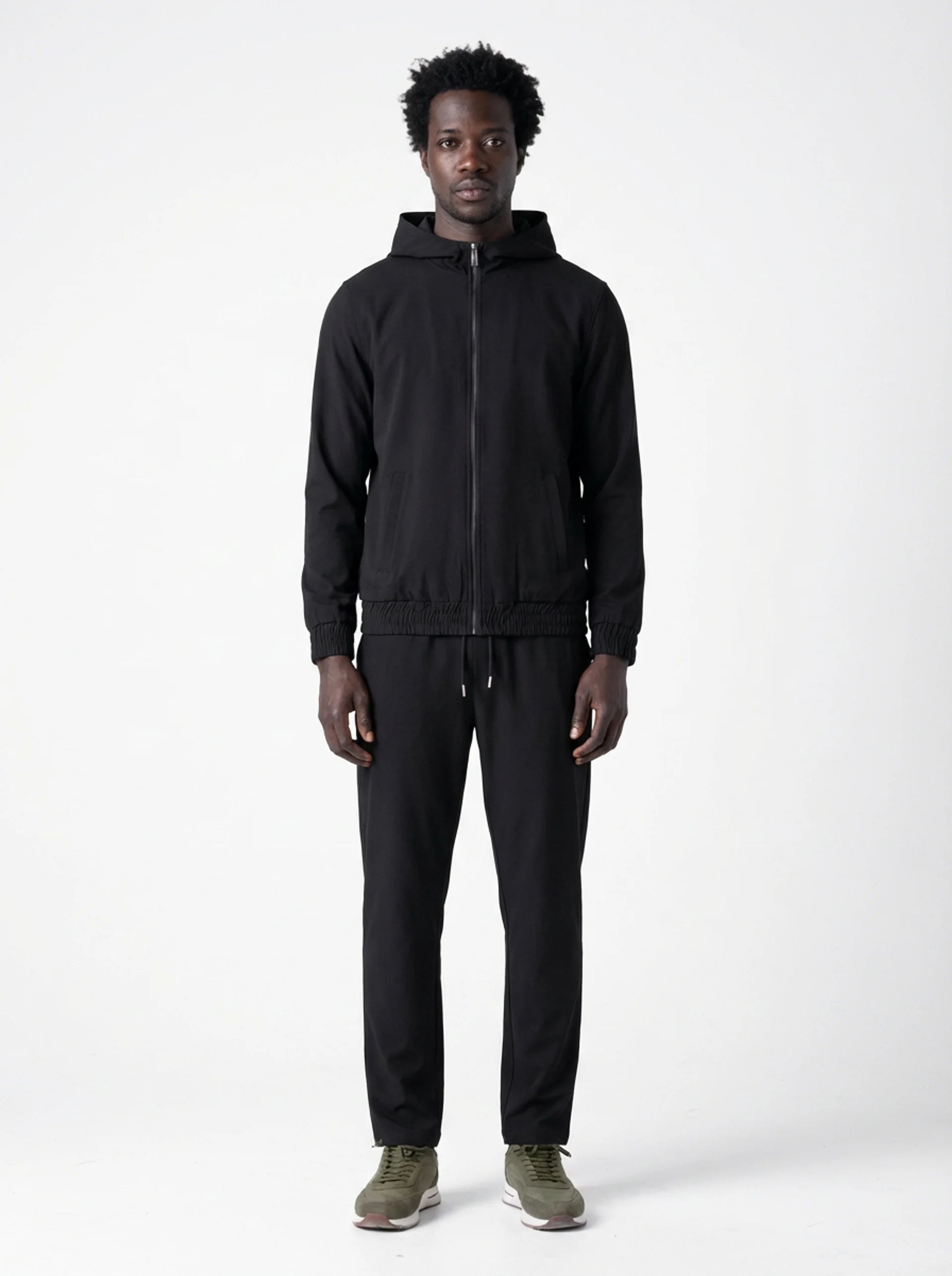 Club Amri nylon hooded techsuit - BLACK