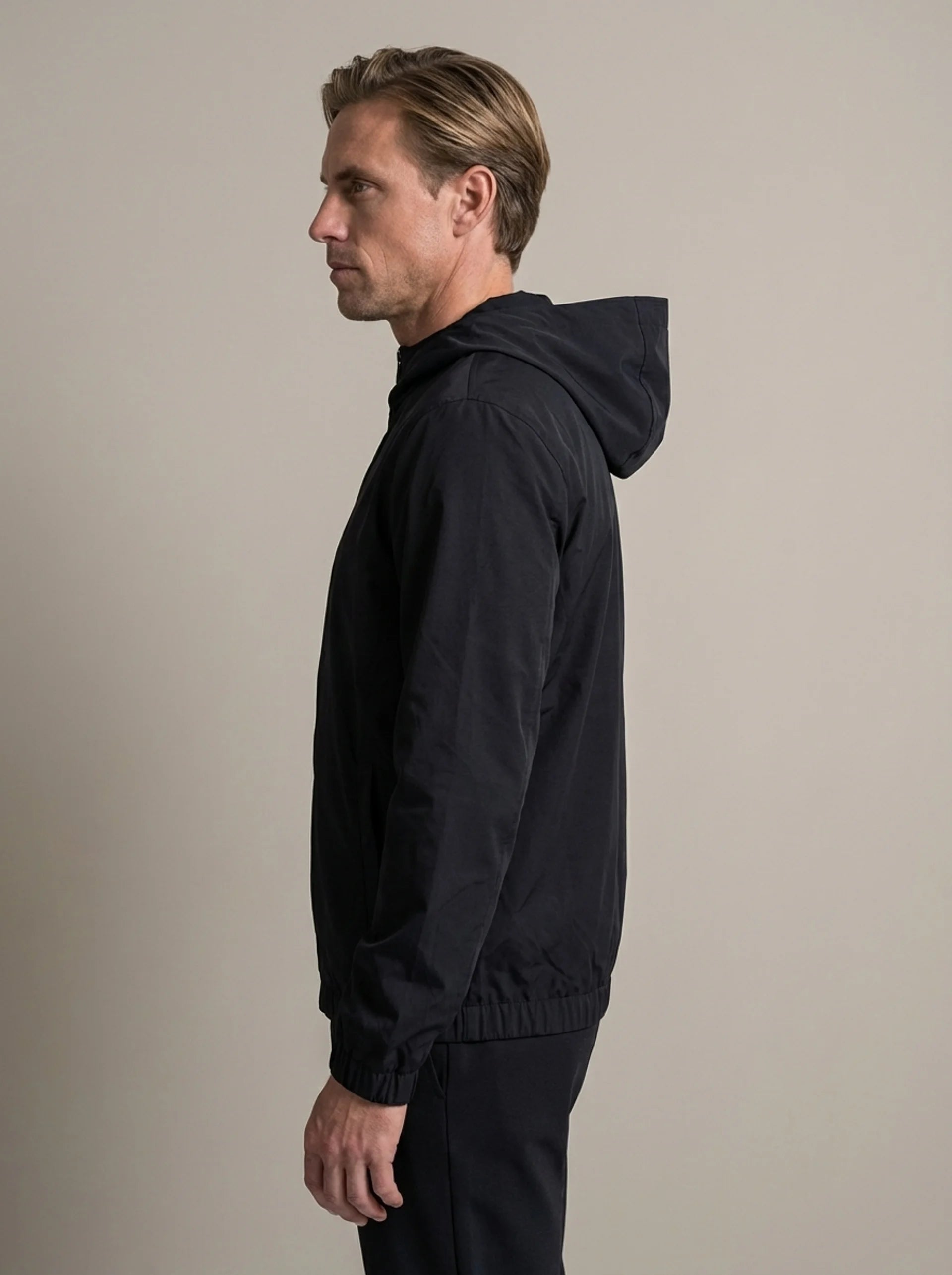 TECH HOODED BLOUSON - BLACK