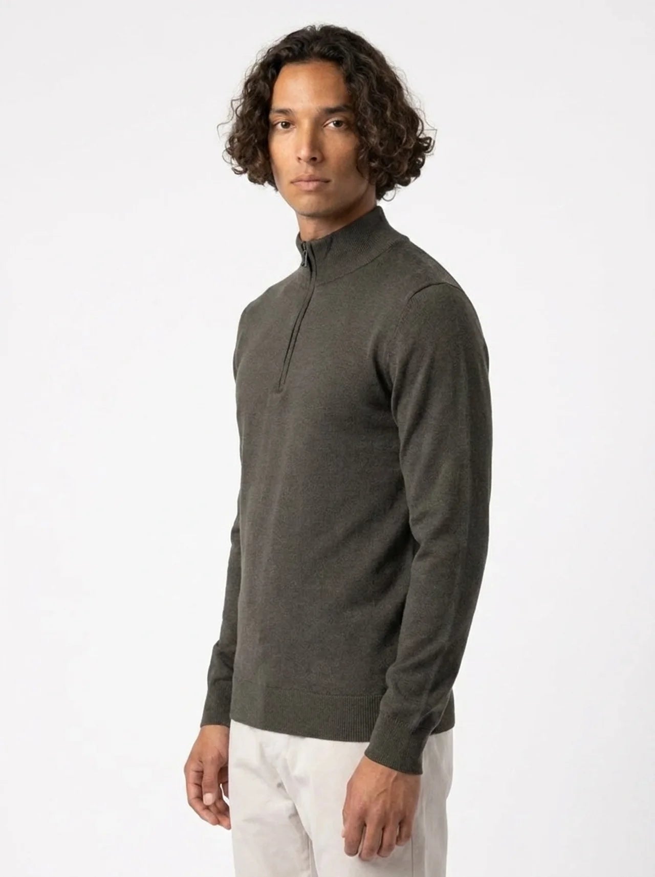 Knitwear zip quarter - dark green