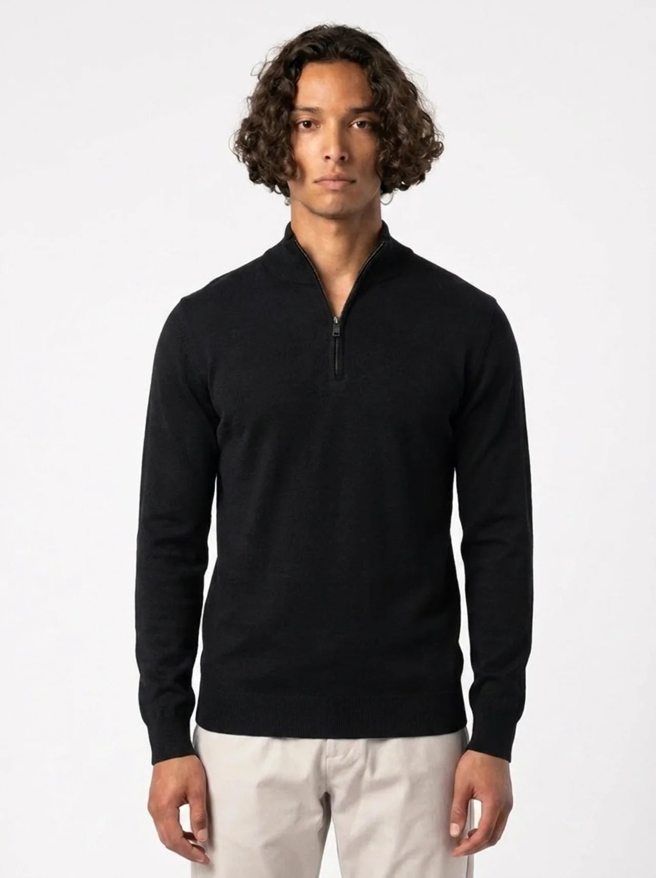 Club Amri Knitwear Quarter Zip - BLACK