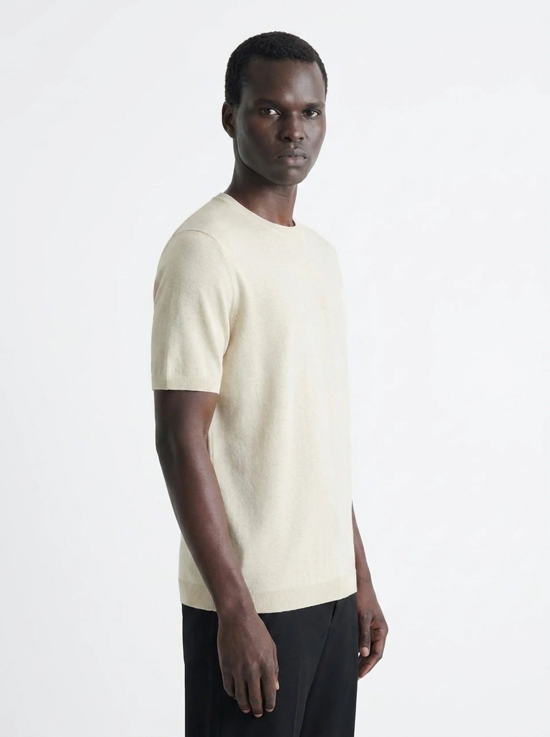 Club Amri Short Sleeve Knitwear- BEIGE