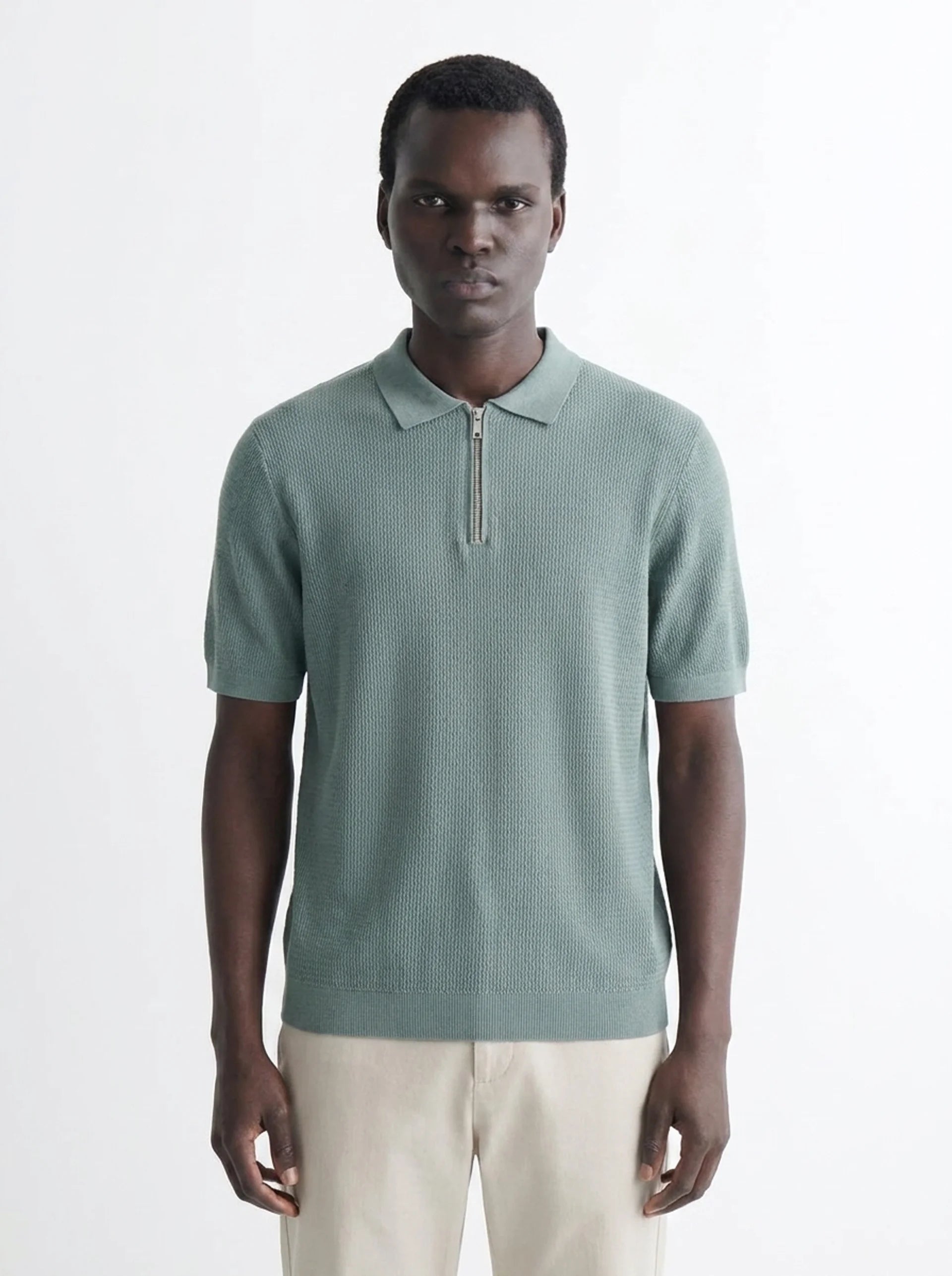 Club Amri Short Sleeve Polo Knitwear- LIGHT GREEN