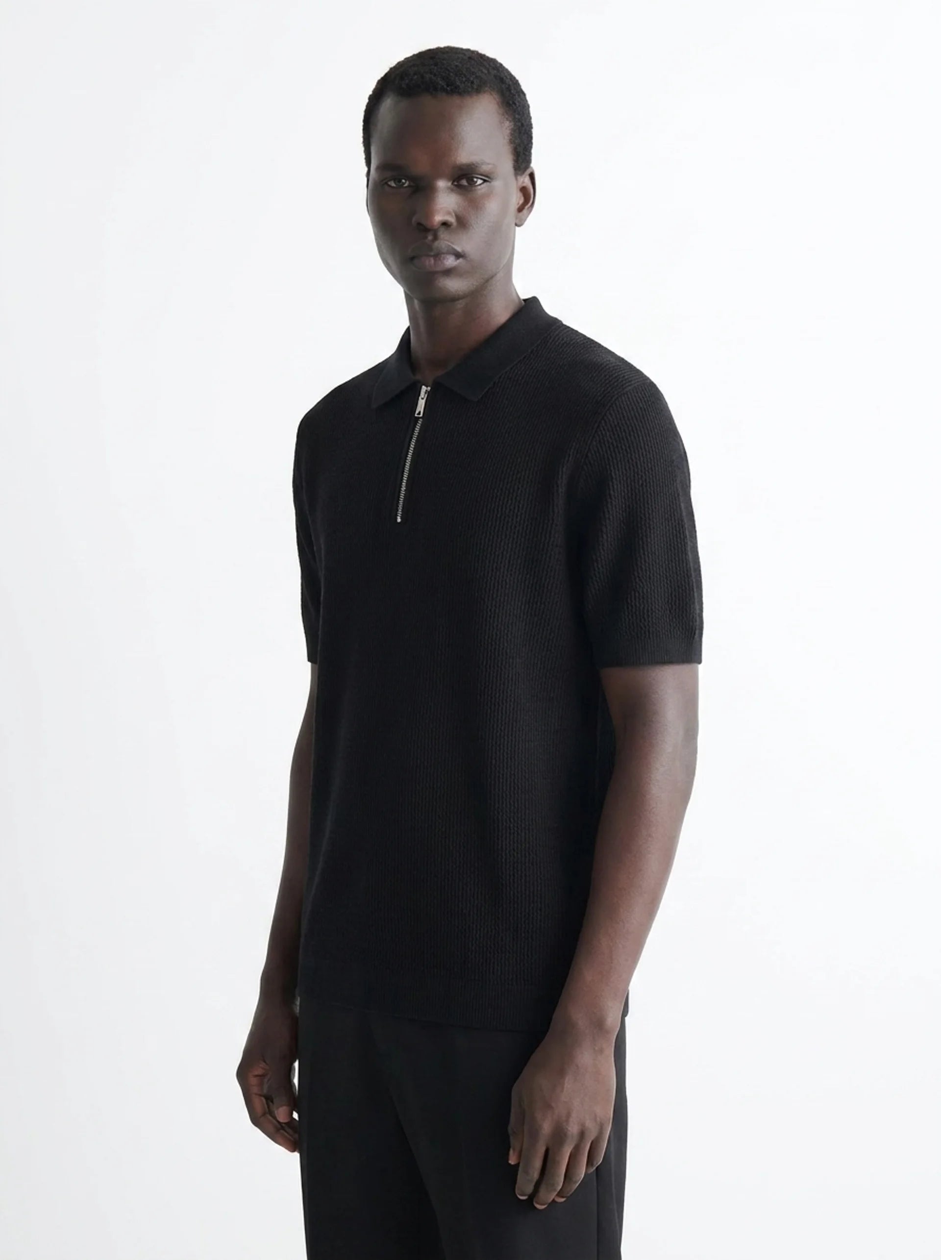 Club Amri Short Sleeve Polo Knitwear- BLACK