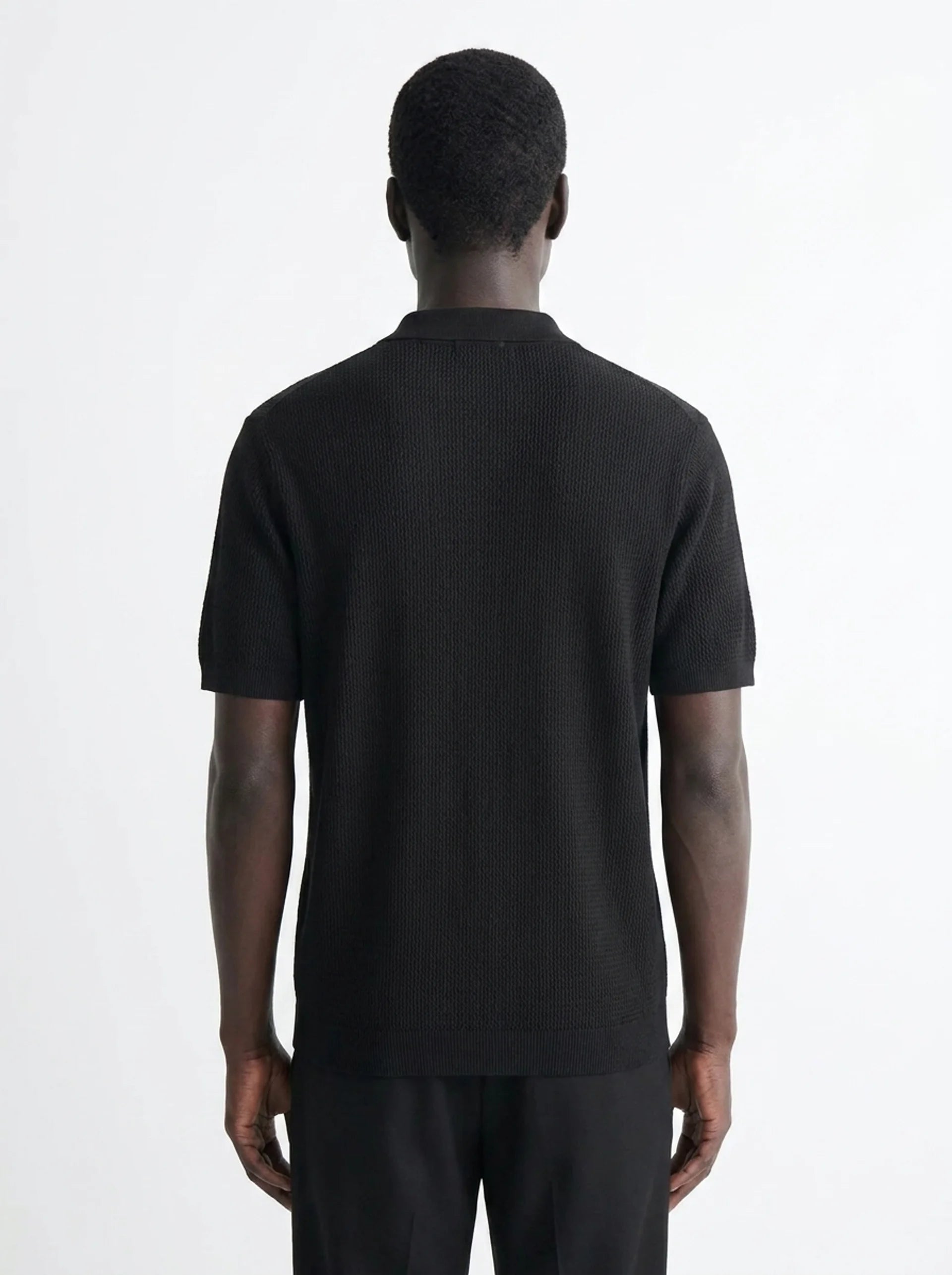 Club Amri Short Sleeve Polo Knitwear- BLACK
