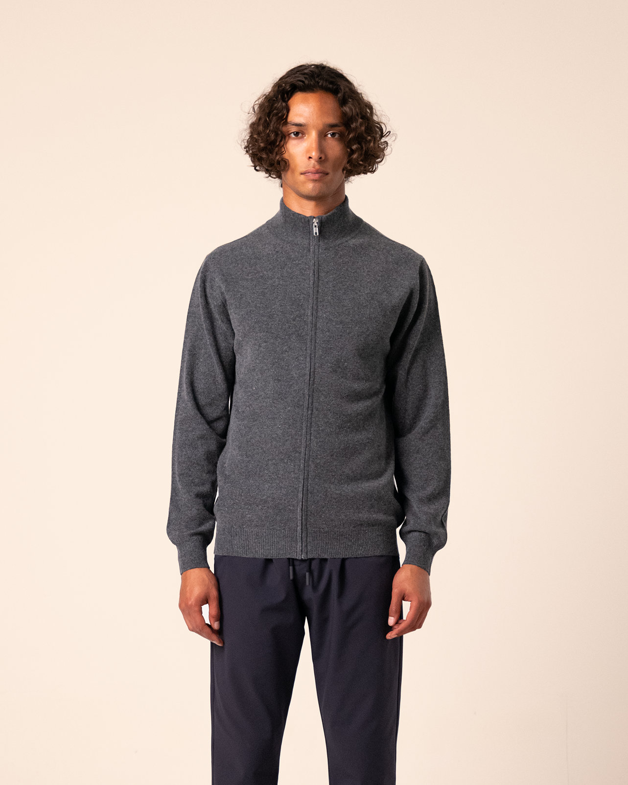 Merino Zip-Up Grey