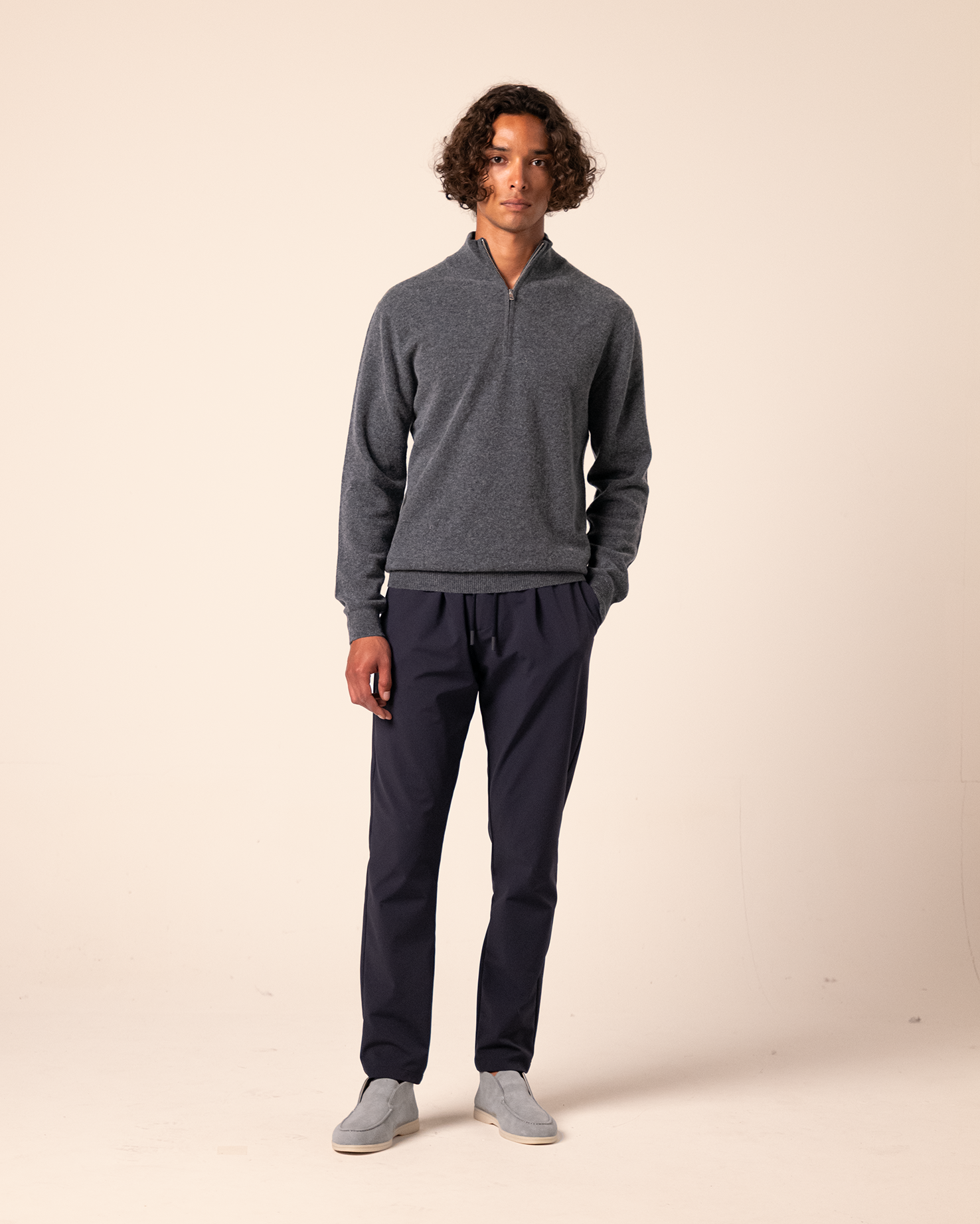 Halfzip Merino Grey