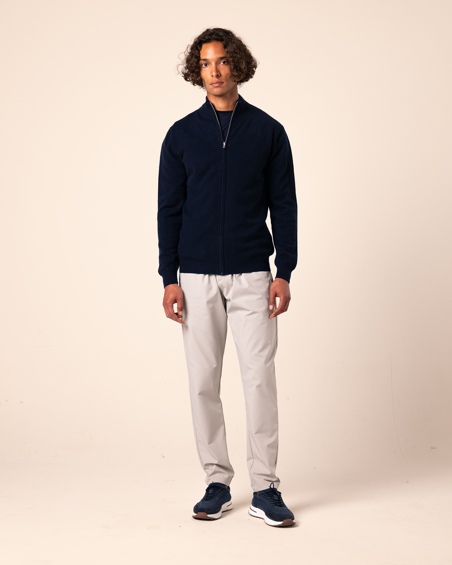 Merino Zip-Up Navy